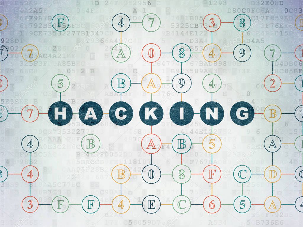 Security concept: Hacking on Digital Data Paper background