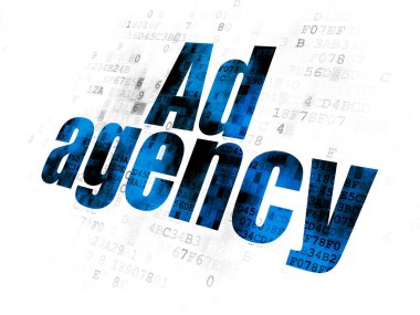 Pazarlama kavramı: dijital arka plan üzerinde reklam ajansı