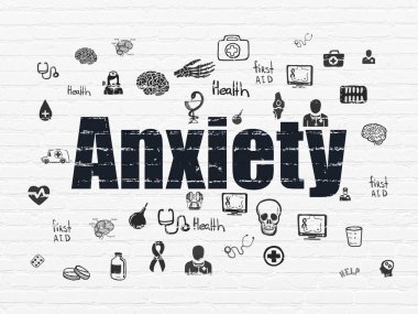 Sağlık kavramı: anksiyete duvar arka plan üzerinde