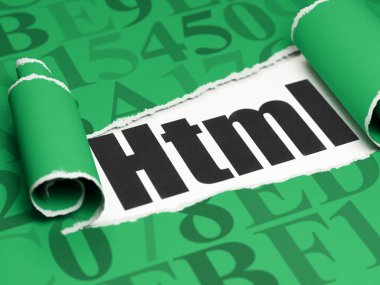 Veritabanı kavramı: metin Html yırtık kağıt altında siyah