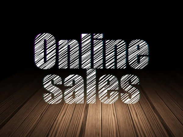 Концепция рекламы: онлайн-продажи в гранж-темной комнате — стоковое фото