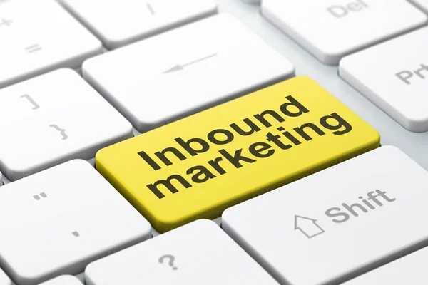 Conceito de marketing: Inbound Marketing no fundo do teclado do computador — Fotografia de Stock