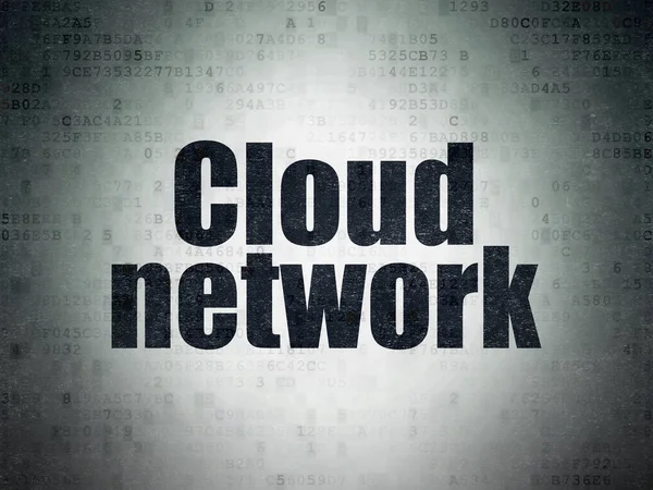 Концепція хмарних обчислень: Хмарна мережа на фоні паперу цифрових даних — стокове фото