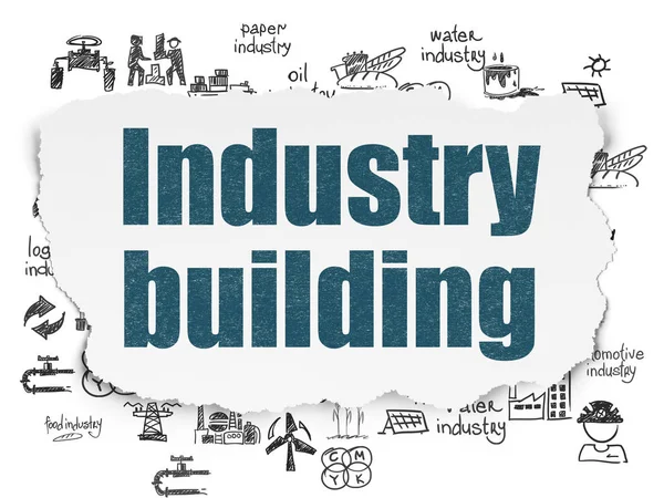 Manufacuring concept: Industry Building on Torn Paper background — Stock Photo, Image