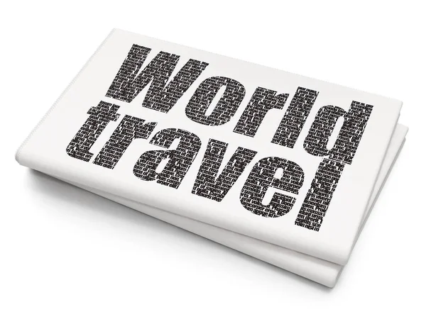 Concept touristique : World Travel sur fond de journal vierge — Photo