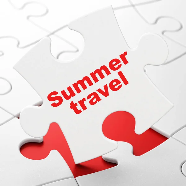 Travel concept: zomer reizen op puzzel achtergrond — Stockfoto