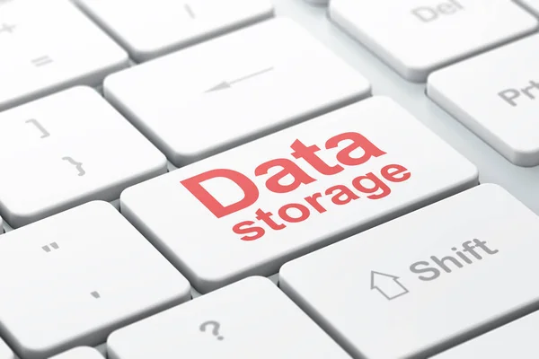 Datenkonzept: Datenspeicherung auf dem Hintergrund der Computertastatur — Stockfoto