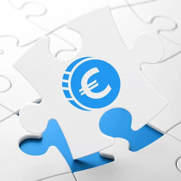 Valuta-konceptet: euromynt på pussel bakgrund — Stockfoto