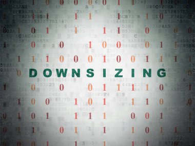 İş kavramı: dijital veri kağıt arka plan üzerinde küçülme