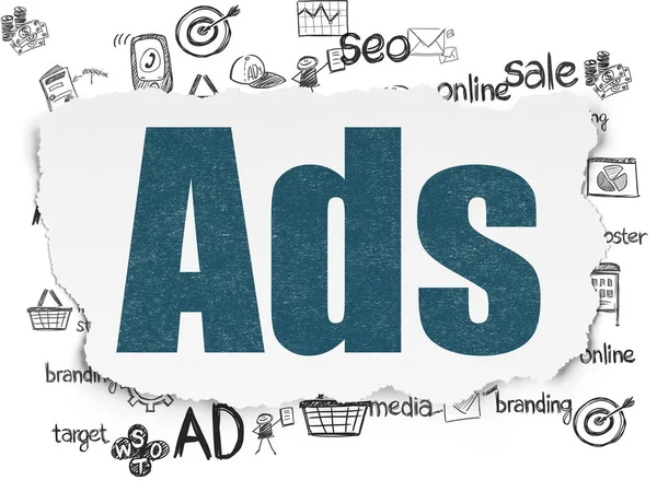 Marketingové koncepce: reklamy na roztrhané papírové pozadí — Stock fotografie