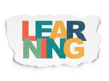 Eğitim kavramı: yırtık kağıt arka plan üzerinde öğrenme