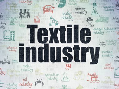 Manufacuring kavramı: dijital veri kağıt arka plan üzerinde Tekstil Sanayi