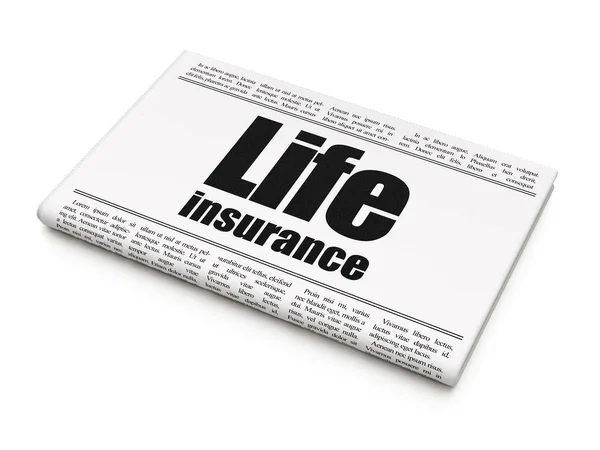 Versicherungskonzept: Zeitungsschlagzeile Lebensversicherung — Stockfoto