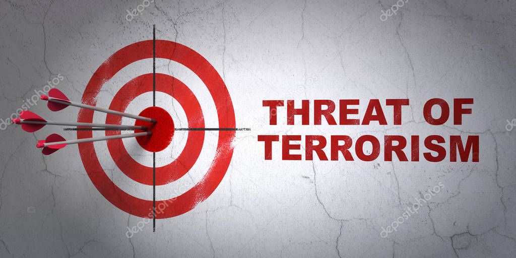 Political concept: target and Threat Of Terrorism on wall background