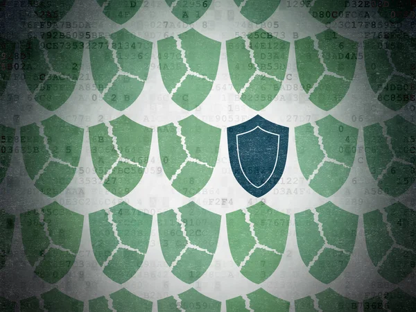 Conceito de segurança: ícone de escudo no fundo de papel de dados digitais — Fotografia de Stock