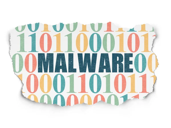 Conceito de privacidade: Malware on Torn Paper background — Fotografia de Stock