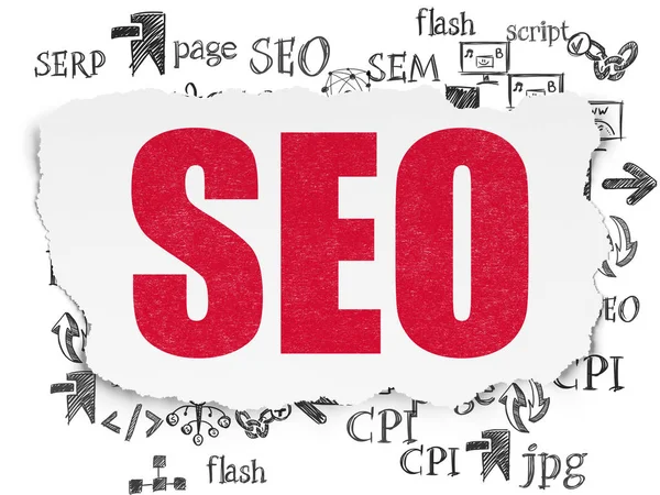 Web 设计概念: Seo 撕裂纸张背景上 — 图库照片