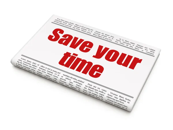 Zeitkonzept: Zeitungsschlagzeilen retten Ihre Zeit — Stockfoto