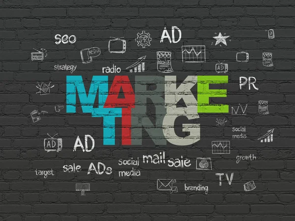 Reclame concept: Marketing op muur achtergrond — Stockfoto