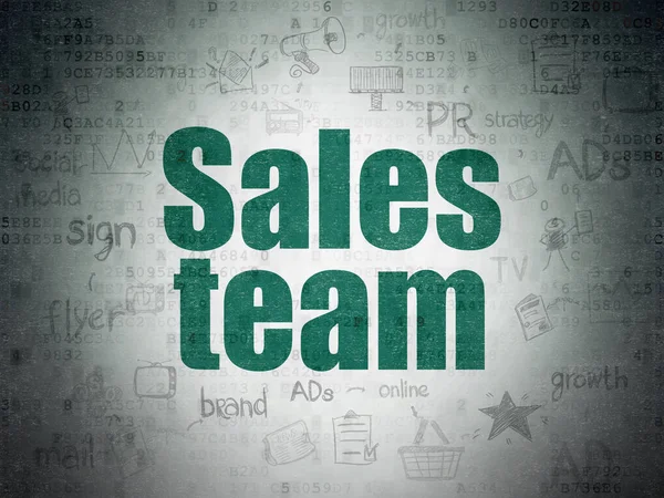 Рекламна концепція: Команда з продажу на фоні цифрових даних — стокове фото