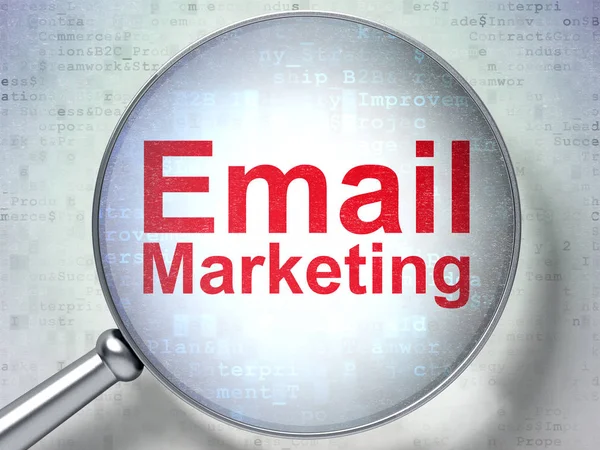 Marketing concept: E-mailmarketing met optisch glas — Stockfoto