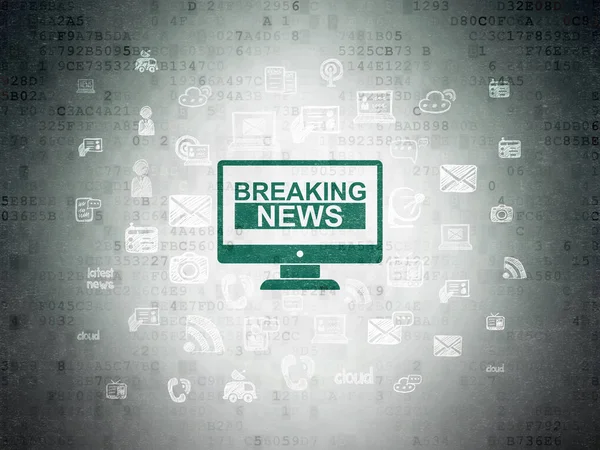 Nieuws-concept: Breaking News On Screen op digitale Data-Paper achtergrond — Stockfoto