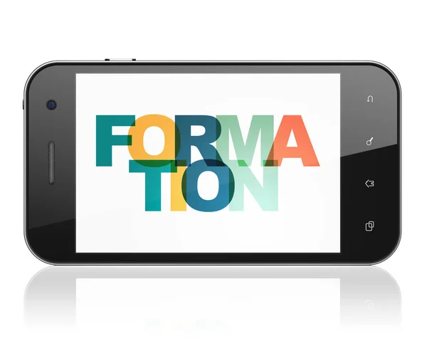 Onderwijs concept: Smartphone met vorming op display — Stockfoto