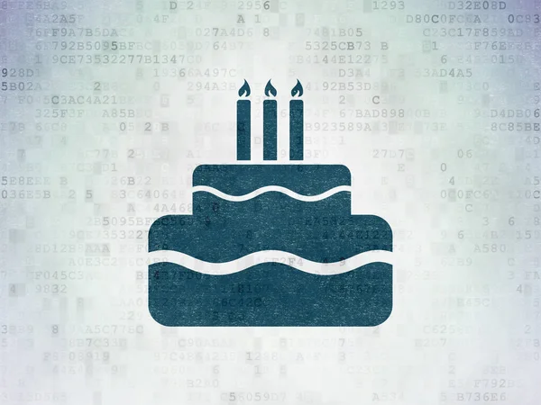Holiday koncept: tårta på Digital Data papper bakgrund — Stockfoto