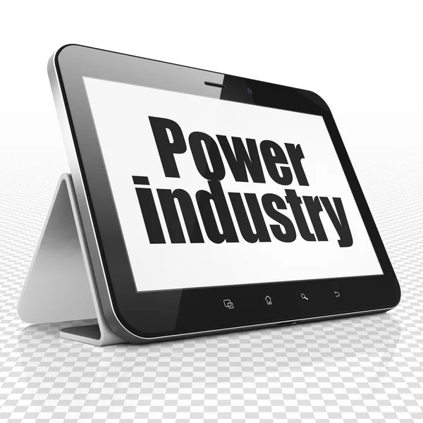 Endüstri kavramı: güç endüstrisi'ndeki Tablet bilgisayarınızla — Stok fotoğraf