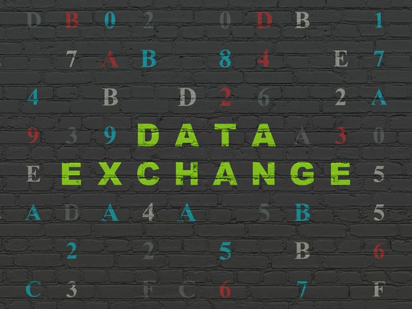 Datenkonzept: Datenaustausch auf Wandhintergrund — Stockfoto
