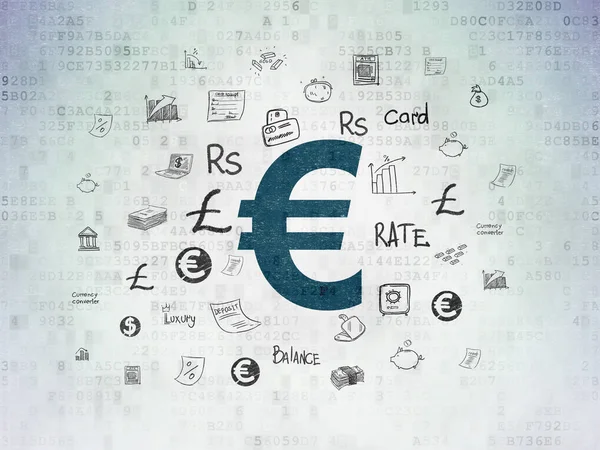 通貨の概念: デジタル データ用紙の背景にユーロ — ストック写真