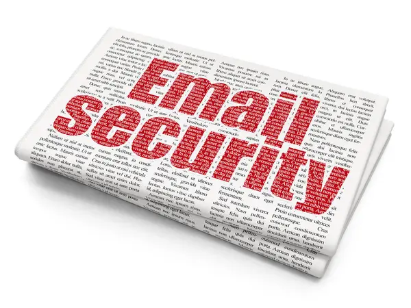 安全概念︰ 报纸背景上的电子邮件安全 — 图库照片