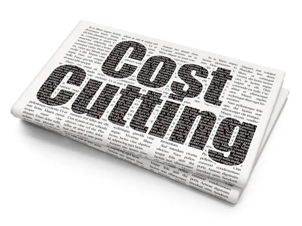 Conceito de negócio: Custo de corte no fundo do jornal — Fotografia de Stock