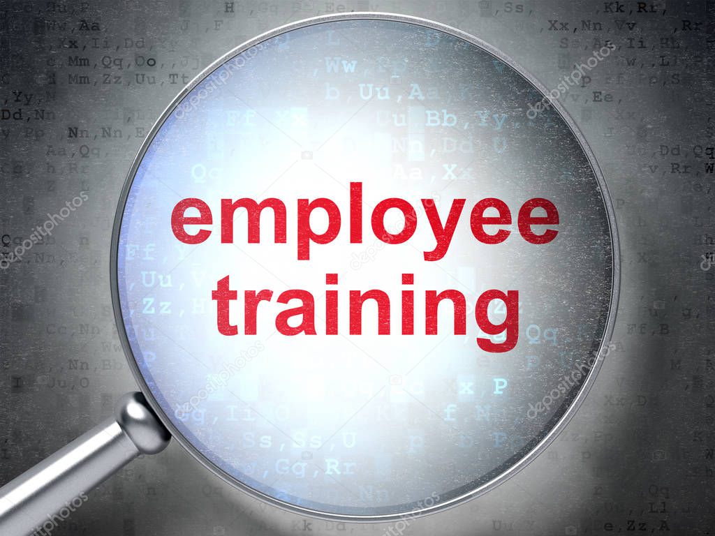 Education concept: Employee Training with optical glass
