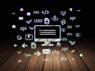 Web geliştirme kavramı: grunge karanlık odada monitör