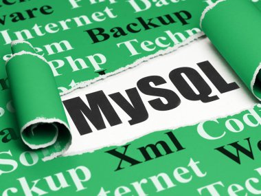 Veritabanı kavramı: metin Mysql yırtık kağıt altında siyah