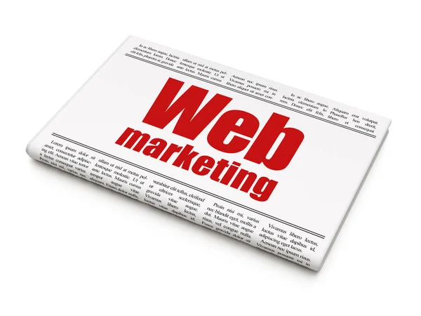 Концепция веб-разработки: заголовок газеты Web Marketing — стоковое фото