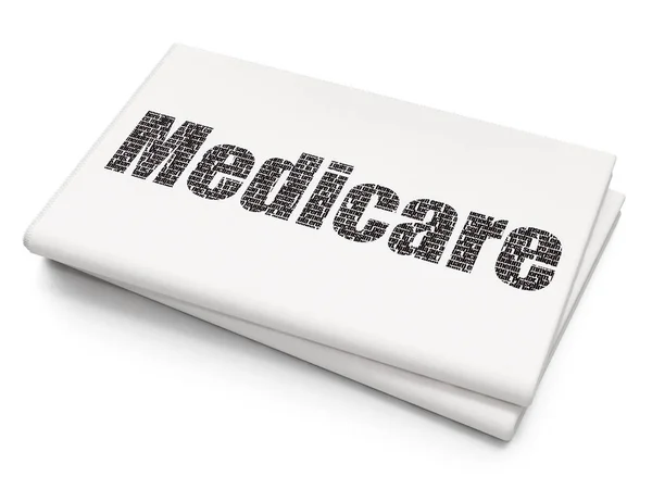 Gyógyszer fogalma: Medicare üres újság háttér — Stock Fotó
