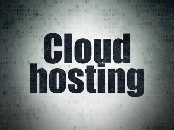 W chmurze obliczeniowej koncepcja: Cloud Hosting na tle cyfrowych danych papierze — Zdjęcie stockowe