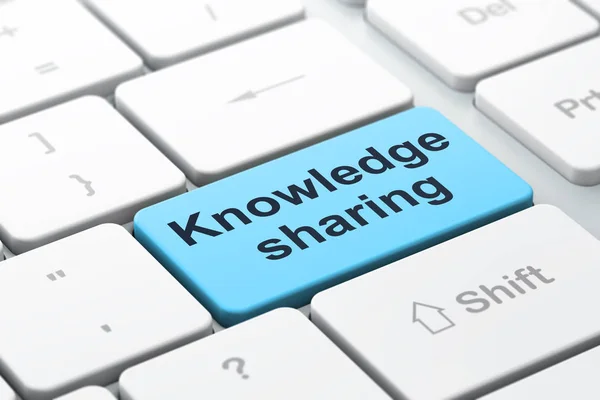 A tanulás fogalma: tudás megosztása a számítógép billentyűzet háttér — Stock Fotó