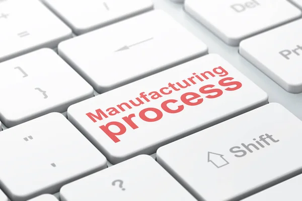 Manufacuring concept: productieproces op computer toetsenbord achtergrond — Stockfoto