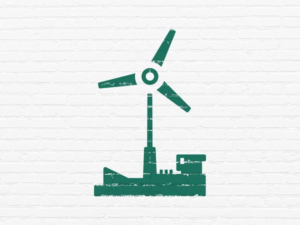 Industry concept: Windmill on wall background — Stock Photo, Image