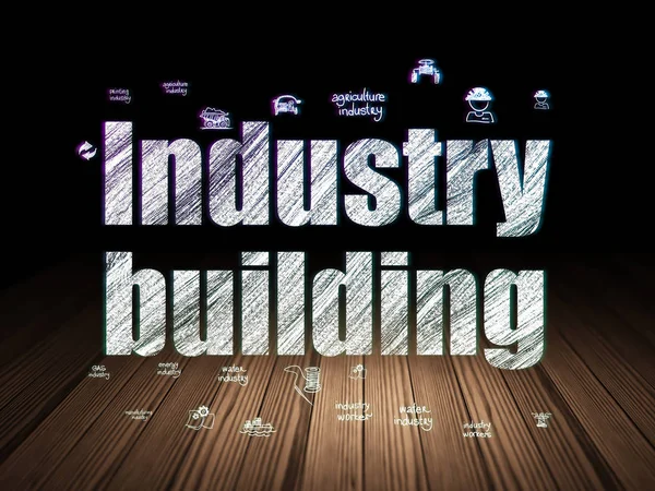 Manufacuring koncepce: stavební průmysl v temné místnosti grunge — Stock fotografie