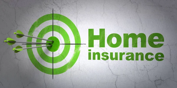 Insurance concept: target and Home Insurance on wall background