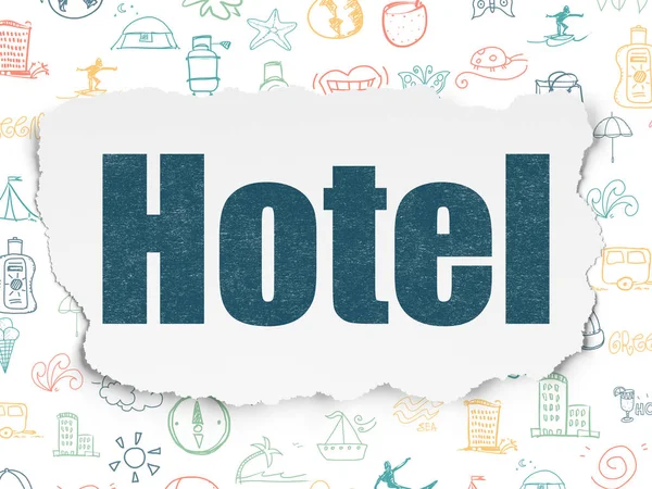 Vacation concept: Hotel on Torn Paper background — Stock Photo, Image