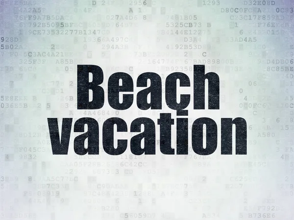 Koncept dovolenou: Beach dovolenou na digitální Data papírové pozadí — Stock fotografie