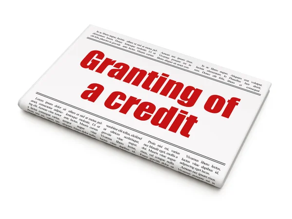 Money concept: newspaper headline Granting of A credit