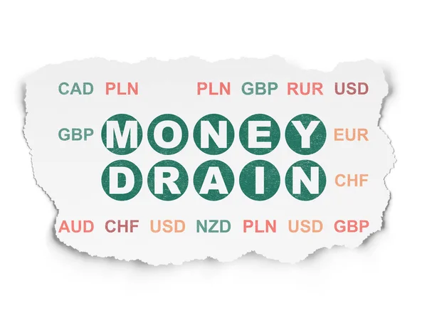 Currency concept: Money Drain on Torn Paper background