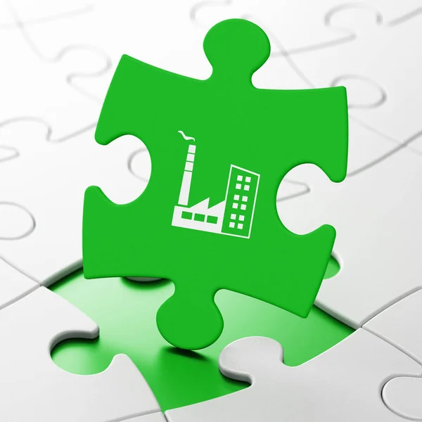 Business concept: Industry Building on puzzle background — Stock Photo, Image