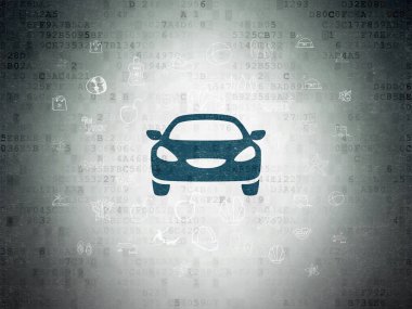 Tatil kavramı: dijital veri kağıt arka plan üzerinde araba